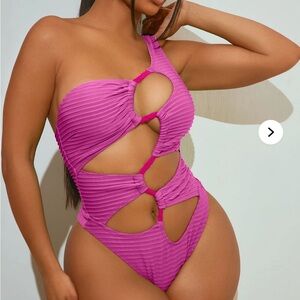 Fashion Nova Pink Cutout One Piece Swimsuit